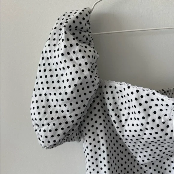 REFORMATION Malvina Linen Polka Dot Mini Dress - Picture 8 of 14